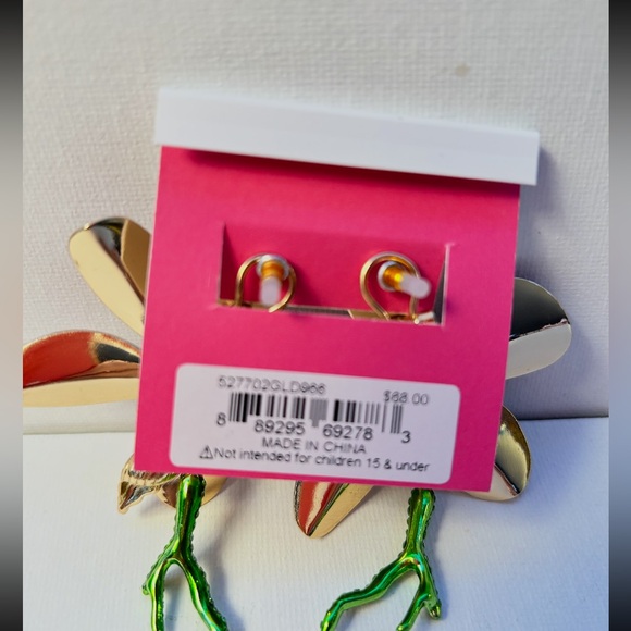 Betsey Johnson Pink and Green Floral Earrings - Picture 2 of 6